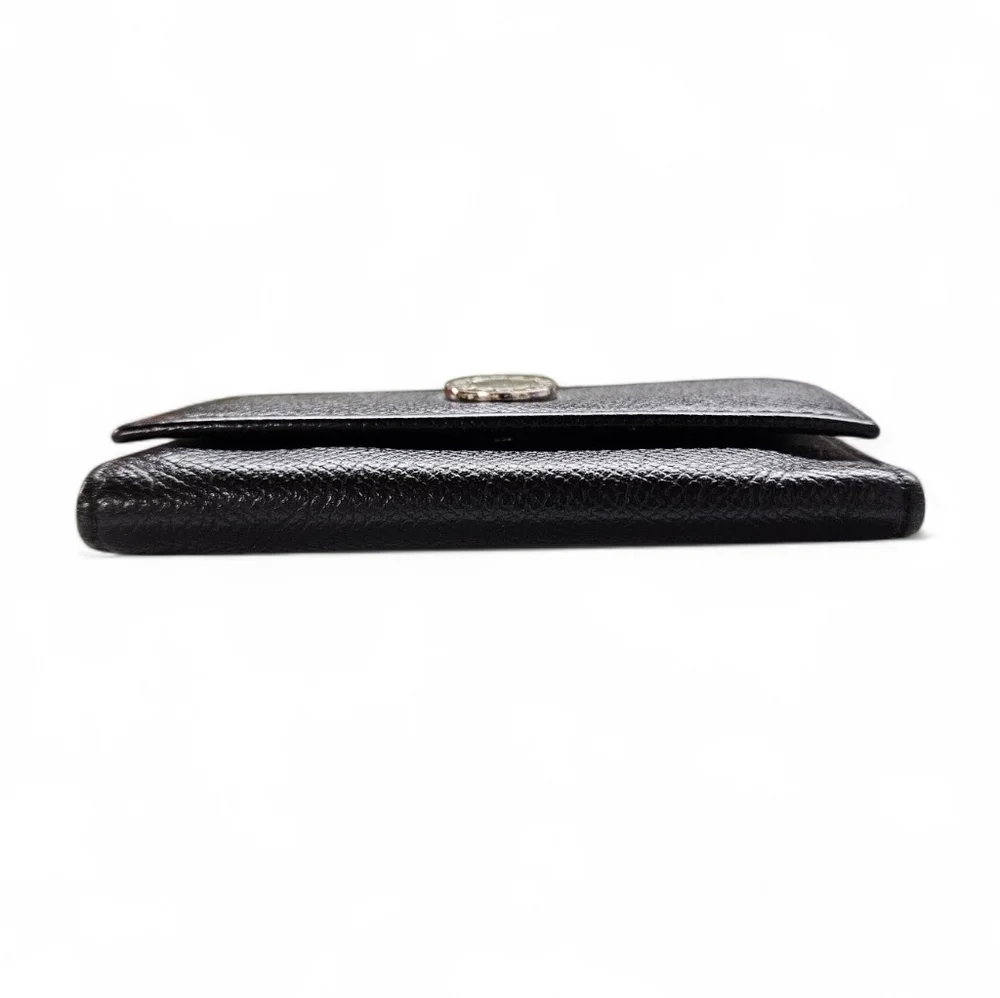BVLGARI Leather Keyholder Wallet In Black Leather And Silver